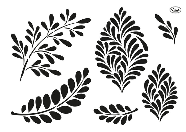 Moderne Blätter Universal-Schablone A4  Modern Leaves Stencil