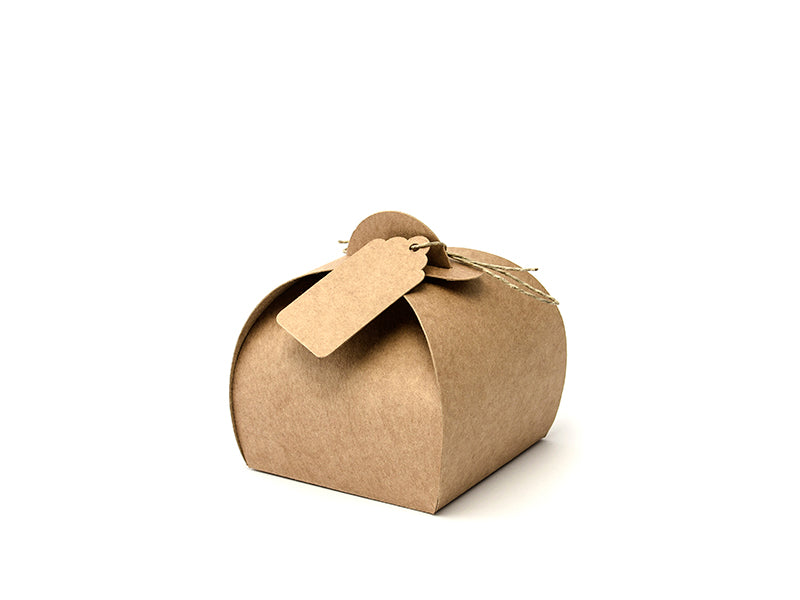 Kraftpapier-Schachtel mit Tags 6x6x5,5cm