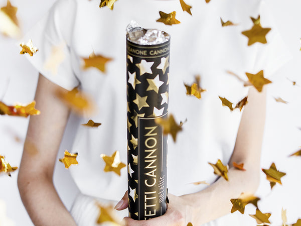 Konfettikanone Sterne gold Konfetti-Shooter Confetti Cannon, 60 cm