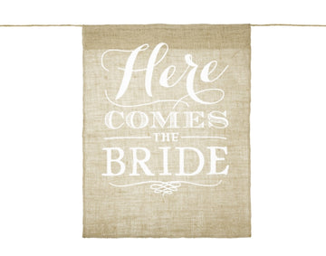 Jute-Schild "Here comes the Bride" Aisle Sign 41x51cm 1 Stk.