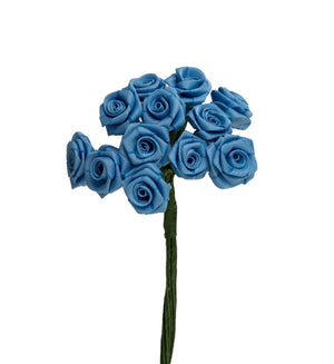 Diorröschen Satinrose blau 1,5cm 12Stk. pro Bund