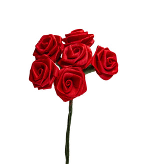 Diorröschen Satinrose rot 2cm 6Stk. pro Bund