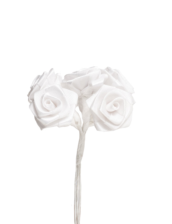 Diorröschen Satinrose weiß 2cm 6Stk. pro Bund