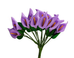 Calla Schaumblume mit Blatt flieder Blüte 3x2cm 12 Stück/Bd.