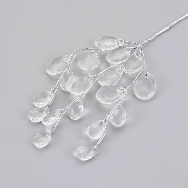 Kristall-Perlenspray 18 Glasschlifftropfen/Stamm 5 Stämme 18cm