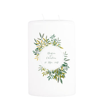 Hochzeitskerze Olivenzweige Rahmen
