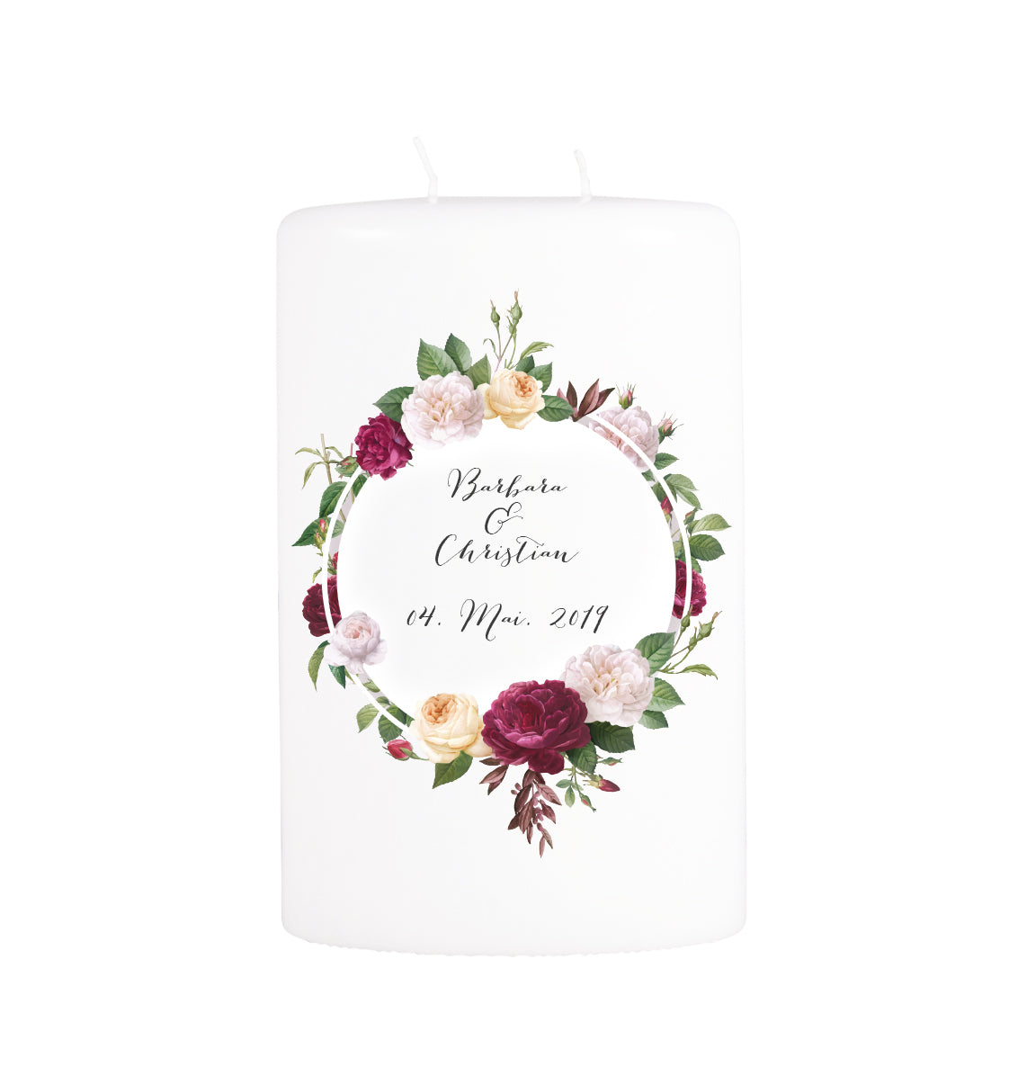 Hochzeitskerze Pfingstrosen Blumenbouquet