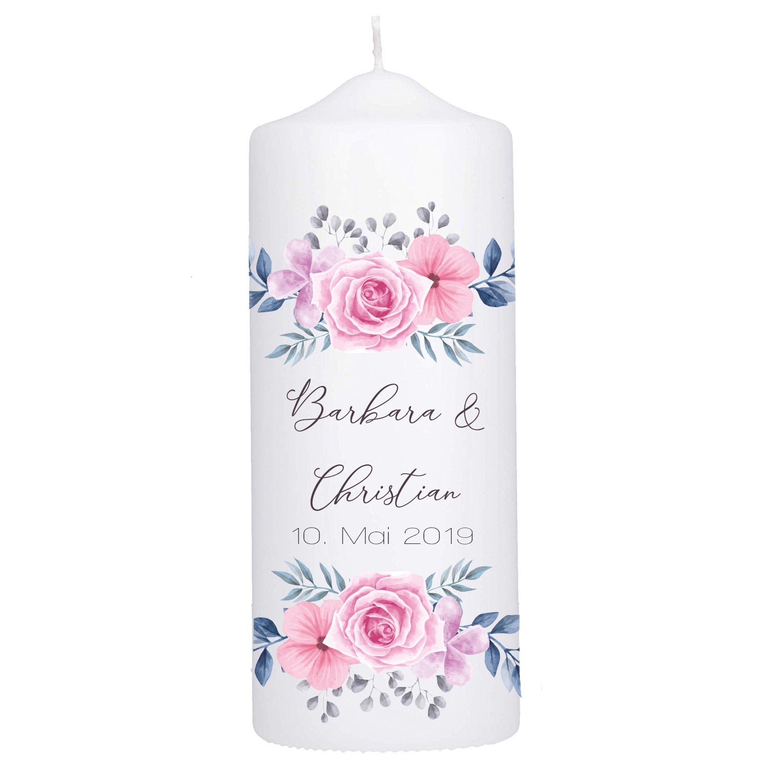 Hochzeitskerze Stumpe Blumenrahmen 250/80mm