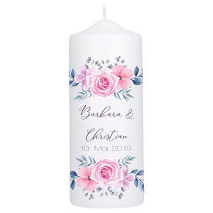 Hochzeitskerze Stumpe Blumenrahmen 250/80mm