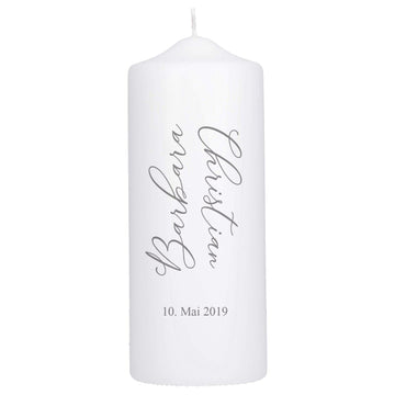 Hochzeitskerze Stumpe Schrift dezent 250/80mm