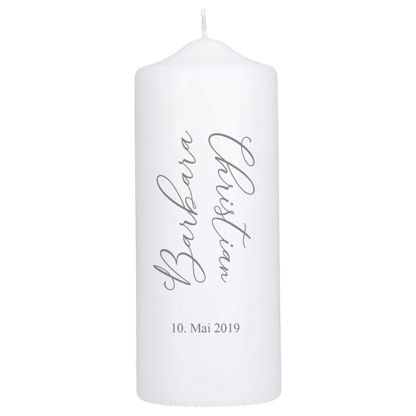 Hochzeitskerze Stumpe Schrift dezent 250/80mm