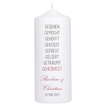 Hochzeitskerze Stumpe Gesehn-Geheiratet 250/80mm
