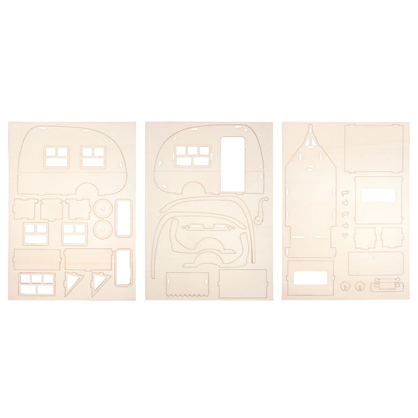Holzbausatz 3D Wohnwagen Wooden Kit 40 Teile