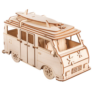 Holzbausatz 3D Campingbus VW-Bus Wooden Kit 77 Teile