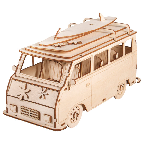 Holzbausatz 3D Campingbus VW-Bus Wooden Kit 77 Teile