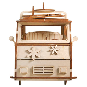 Holzbausatz 3D Campingbus VW-Bus Wooden Kit 77 Teile