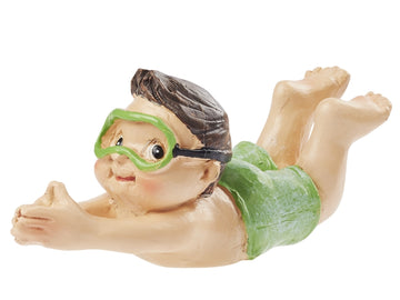 Miniaturfigur Bade-Kind Junge mit Taucherbrille schwimmend 7cm