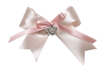 Hochzeitsanstecker Masche mit Herzanhänger silber 9x8cmcm mit Anstecknadel