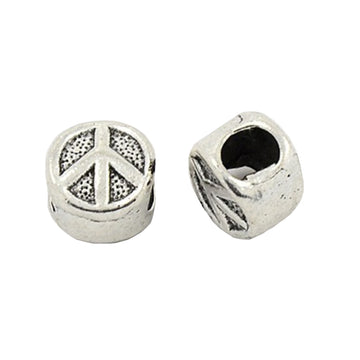 Großlochperle Metall Peace-Zeichen 10x7mm 1 Stück