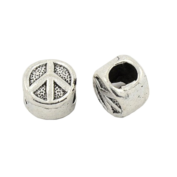 Großlochperle Metall Peace-Zeichen 10x7mm 1 Stück