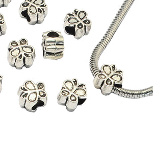 Tibetsilber Großlochperle Schmetterling, 10mm, pro Stück