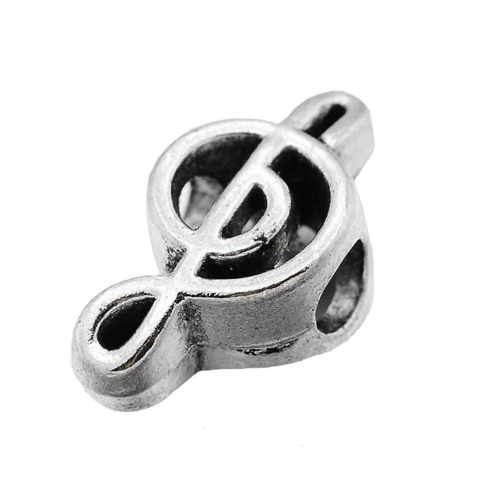 Tibetsilber Großlochperle Notenschlüssel, 18x10x7mm, pro Stück