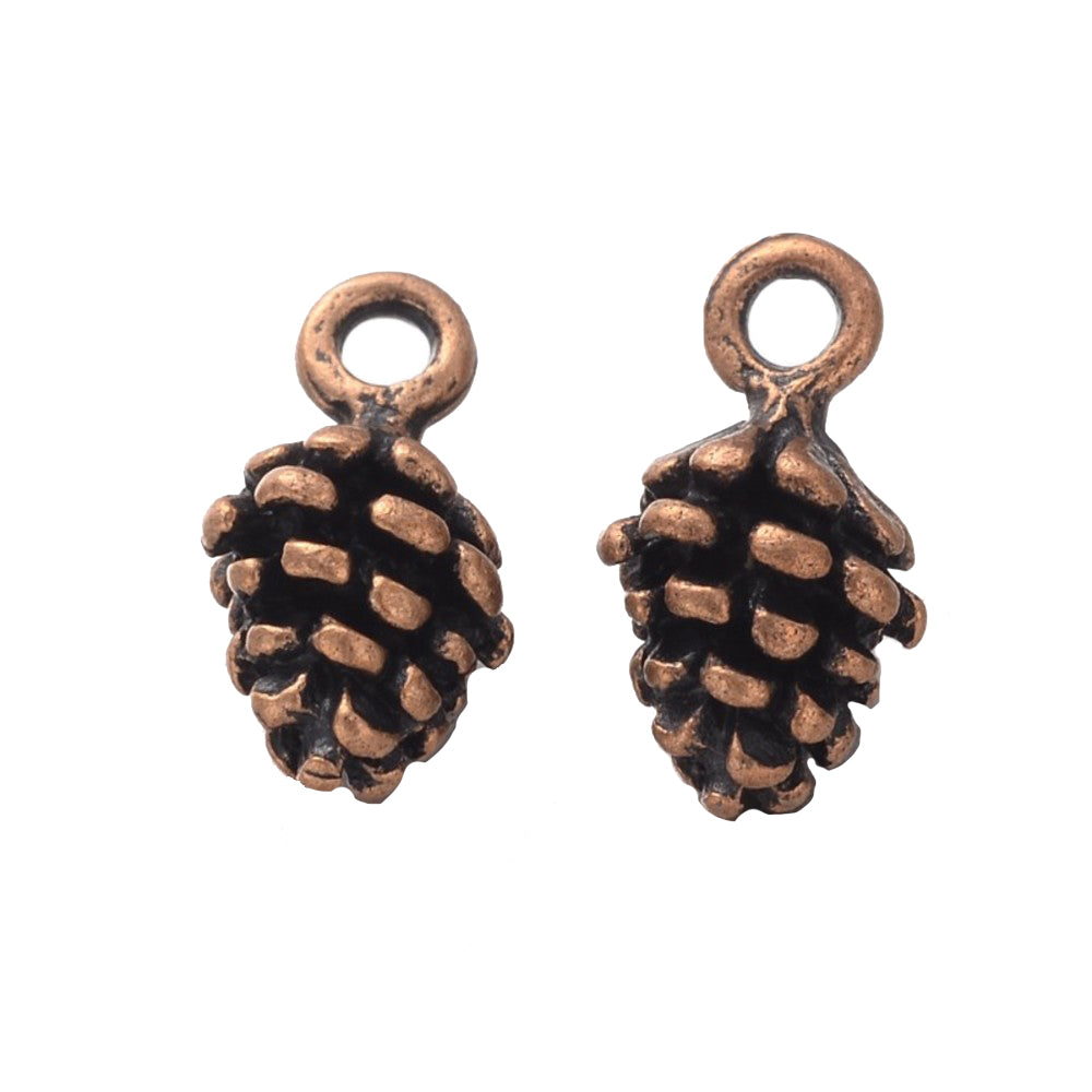 Anhänger Tannenzapfen, Antikkupfer, 13x7x5,5mm, pro Stück