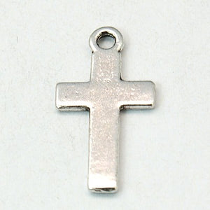 Anhänger Mini-Kreuz silbern 25x13mm 1,5mm dick 10 Stück