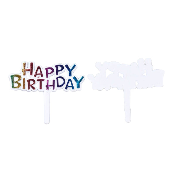 Cake Topper Happy Birthday bunt, 5 Stück Kunststoff