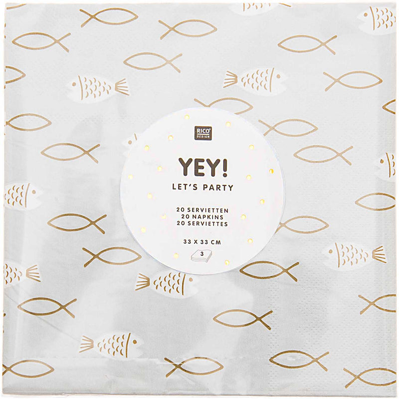 Servietten Christliche Feste Fische 33x33cm 20 Stück