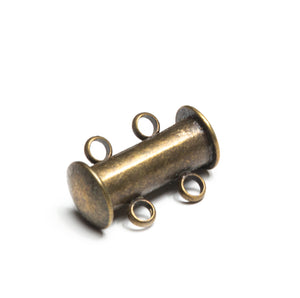 Stegverschluss 2fach antikmessing 16x10mm, Magnetverschluss Mehrfachverschluss pro Stück