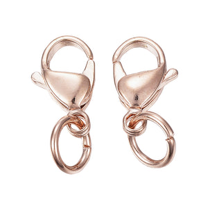 Edelstahl Karabiner rosegold mit Ring Kettenverschluss  15x9x4,5mm 2 Stück/Pkg.