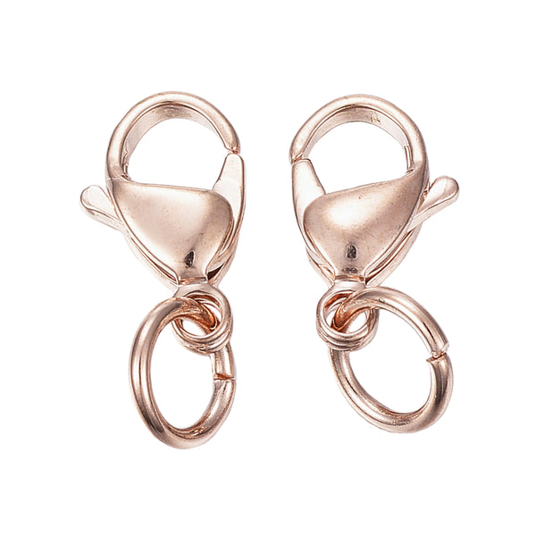 Edelstahl Karabiner rosegold mit Ring Kettenverschluss  15x9x4,5mm 2 Stück/Pkg.