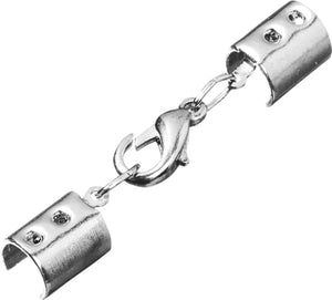 Schmuckverschluss Endteil montiert mit Karabiner und Verlängerung silberfärbig 5mm