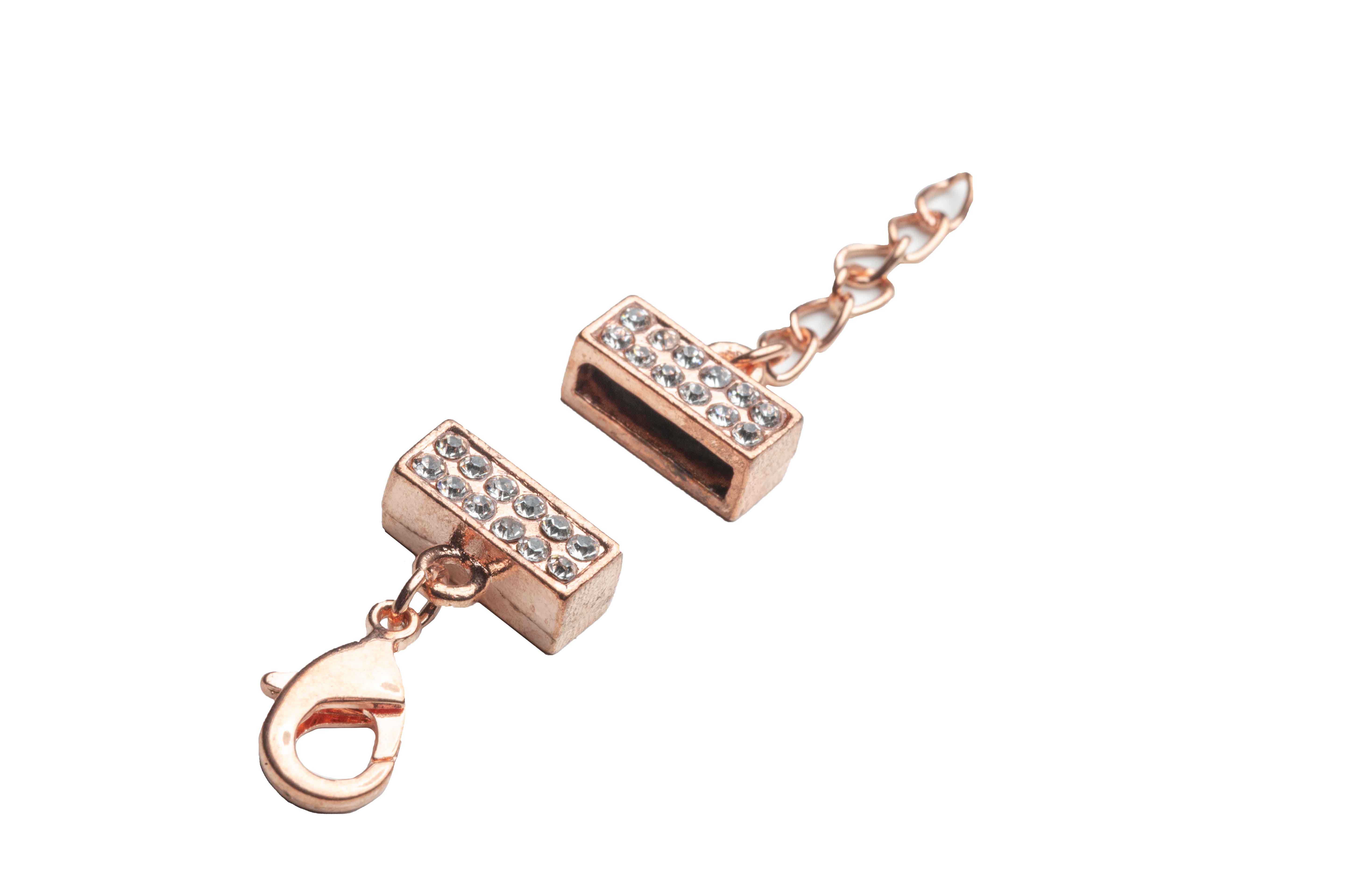Kappelverschluss rechteckig/Strass, 32x13mm, innen 11x2mm, pro Set