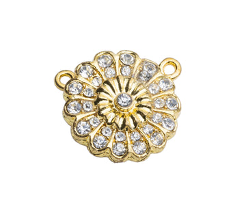 Magnet Blumenverschluss mit Strass, goldfärbig 25x8mm