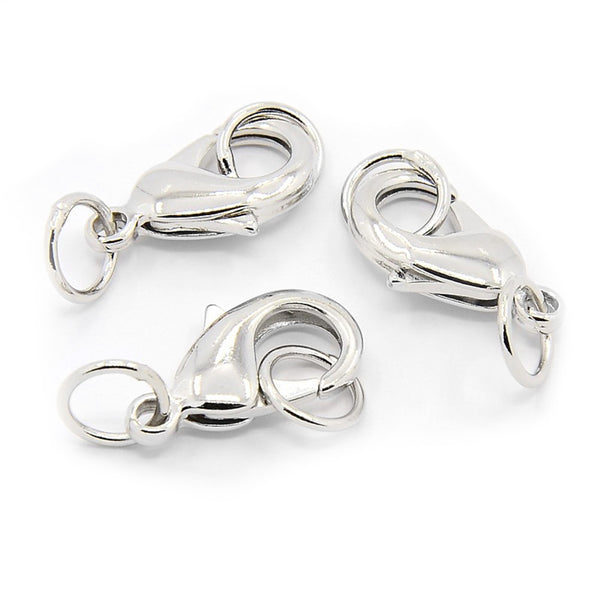 Karabiner mit Zwischenring platin nickelfrei 15mm 3 Stück