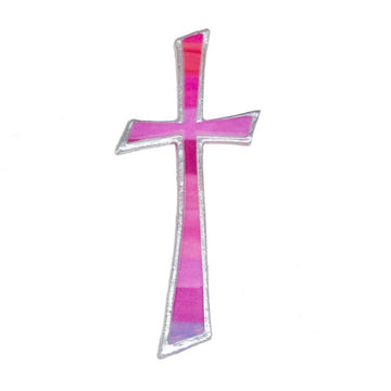 Wachsdekor Kreuz rosa/silber 110x45 mm 1 Stk.