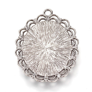 Modellierwanne Schmuckkessel Spitzenrand oval vintage silber 54x30mm 1 Stück