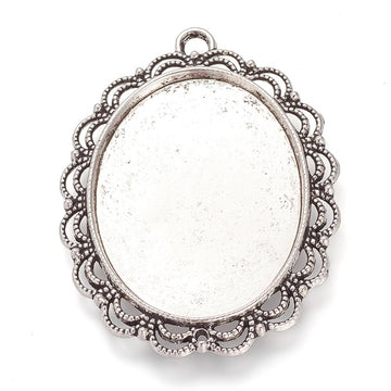 Modellierwanne Schmuckkessel Spitzenrand oval vintage silber 54x30mm 1 Stück