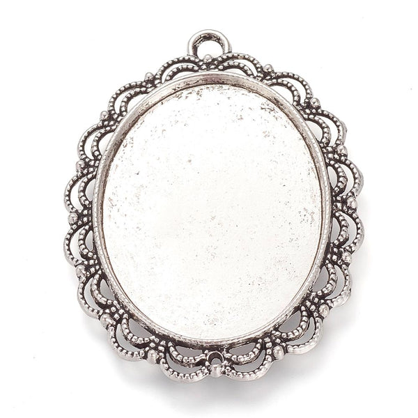 Modellierwanne Schmuckkessel Spitzenrand oval vintage silber 54x30mm 1 Stück