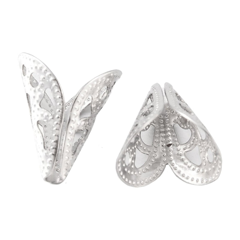 Kordelspitzen Metall filigran, Edelstahl, 12x10mm, 10 Stück/Verpackung