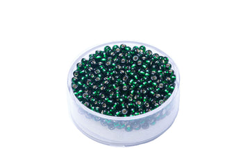 Miyuki Rocailles, silbergefütterter Smaragd, 2,5 mm, 12 g
