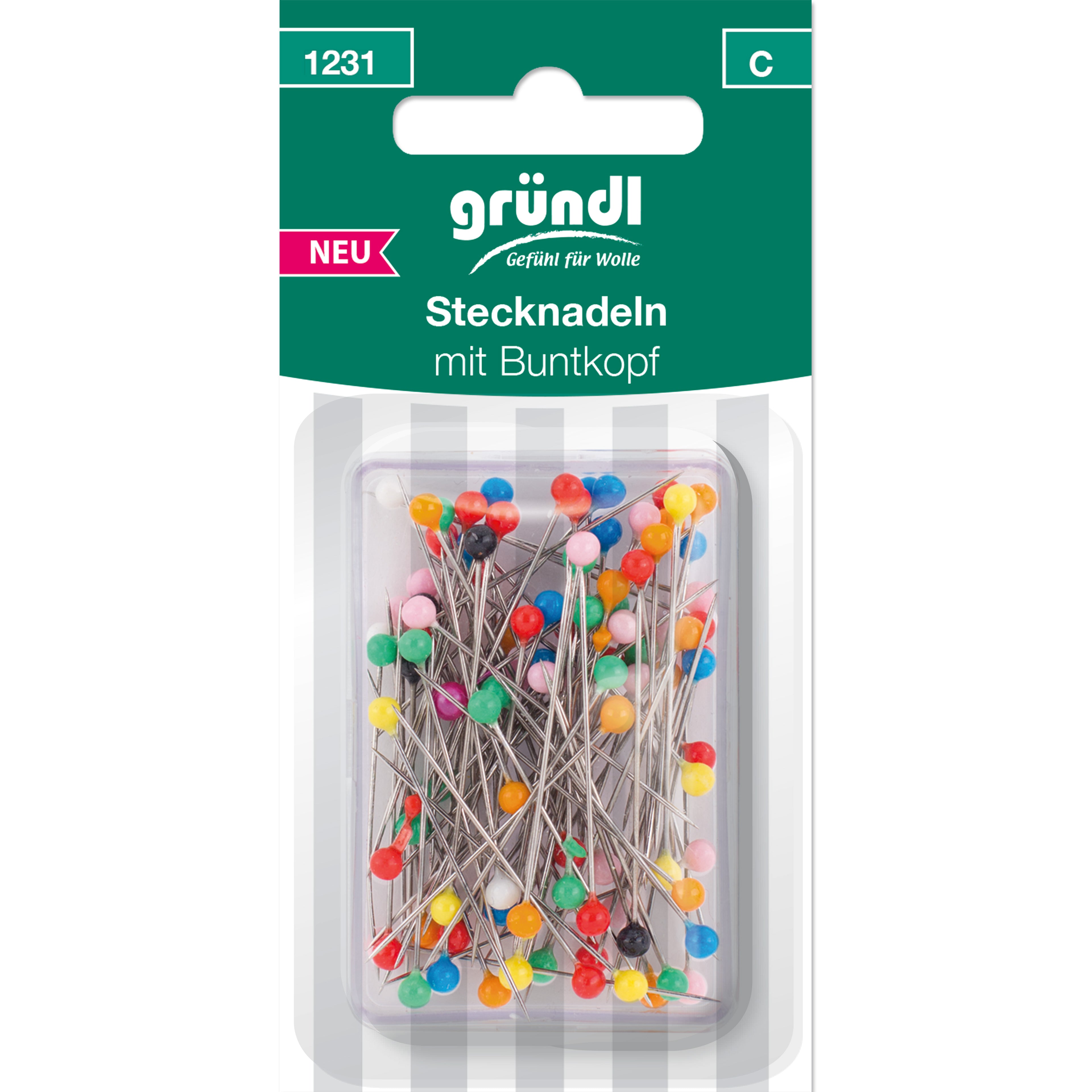 Stecknadeln mit Buntkopf 100 Nadeln