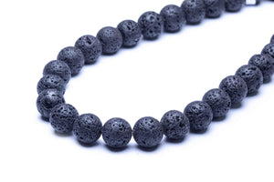Lava-Perlen 12mm schwarz Strang 40cm