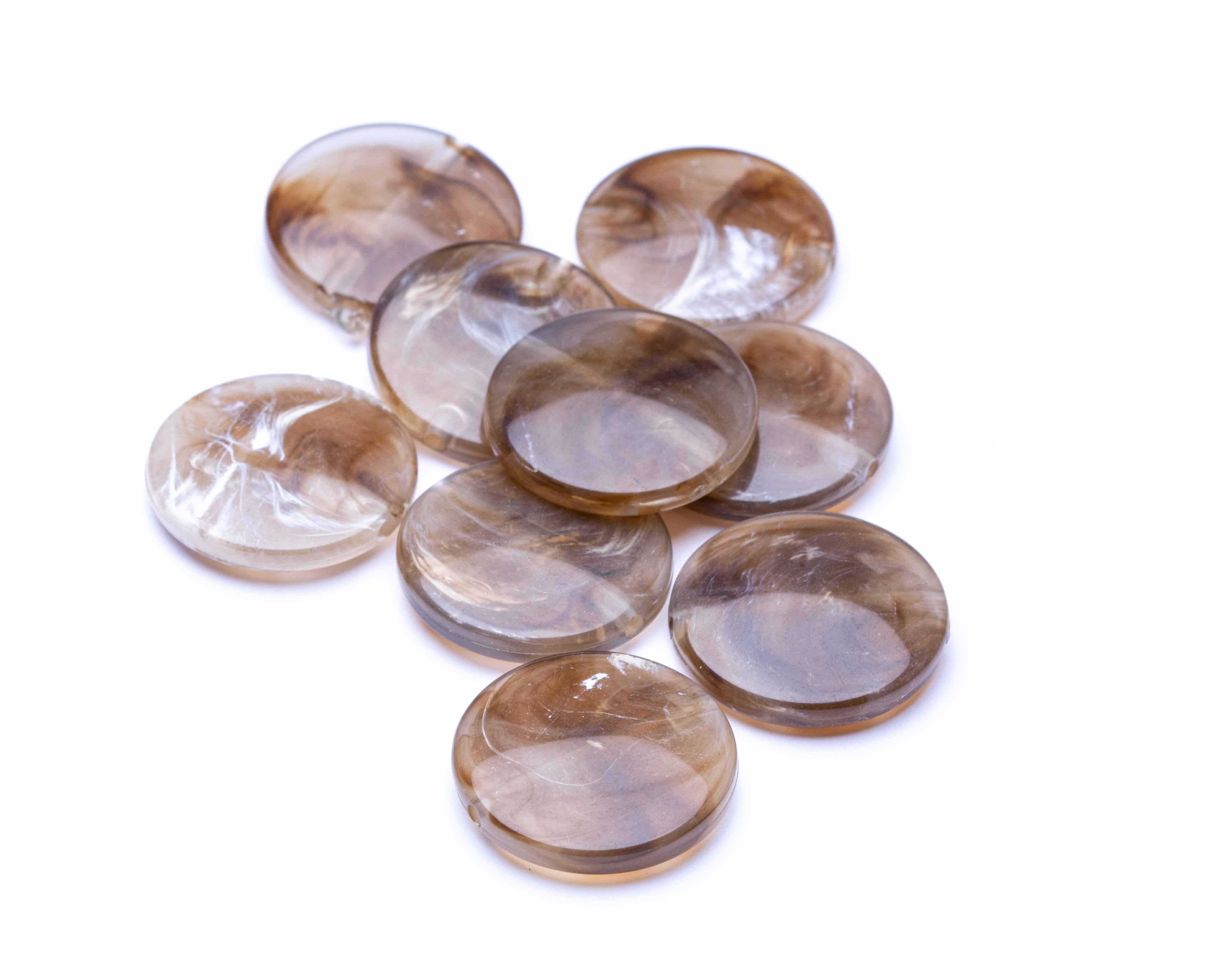 Acrylperle Scheibenperle rund flach braun 20mm 12 Stk.