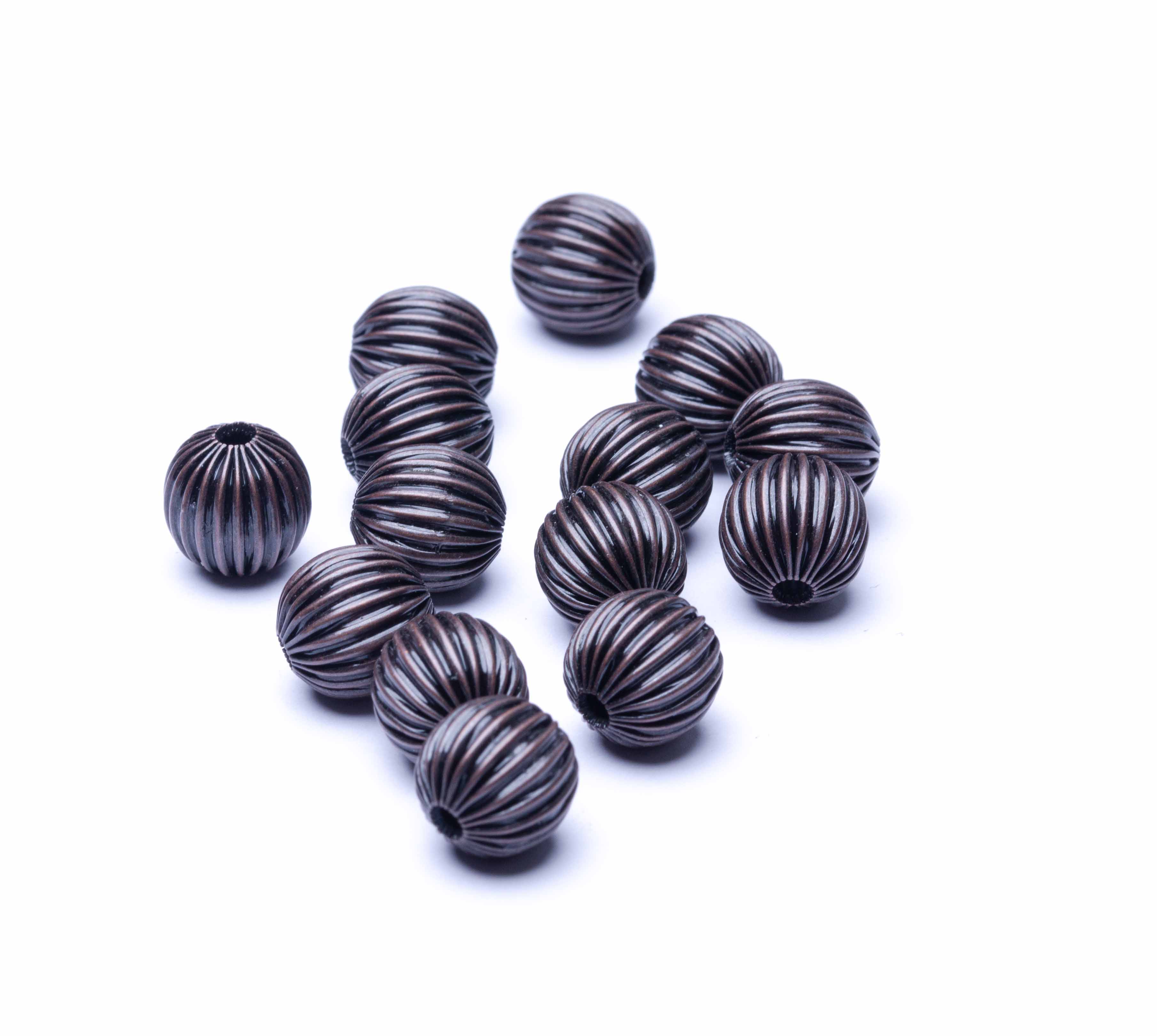 Metallperlen braun gerillt 10mm 27 Stk.