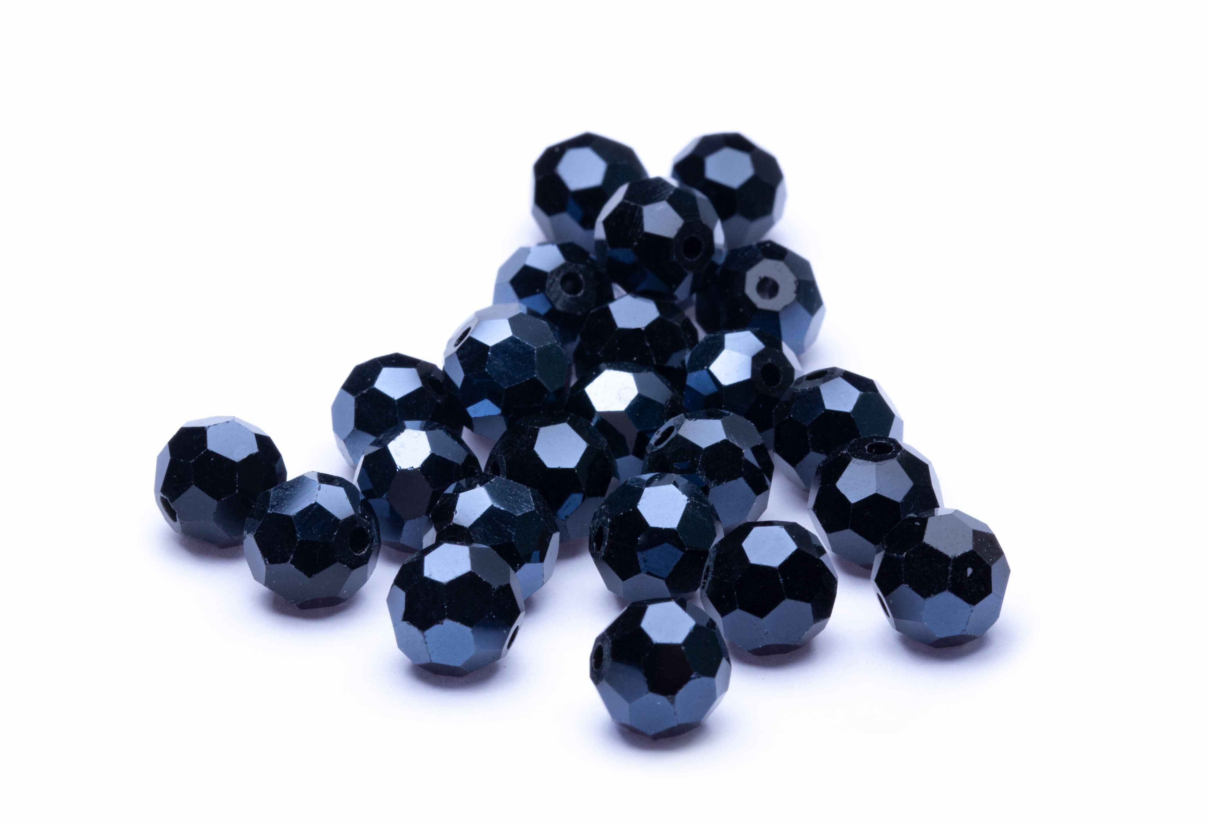 Glasschliffperle rund schwarz 8mm 25 Stk.