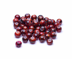 Glasperle Marmor rot glänzend 6mm 50 Stk.