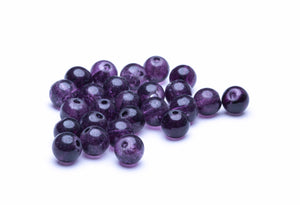 Glasperle Crackle lila rund 8mm 25 Stk.